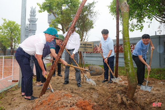 Chủ tịch UBND tỉnh trồng cây ngô đồng tại Văn Miếu Hà Tĩnh