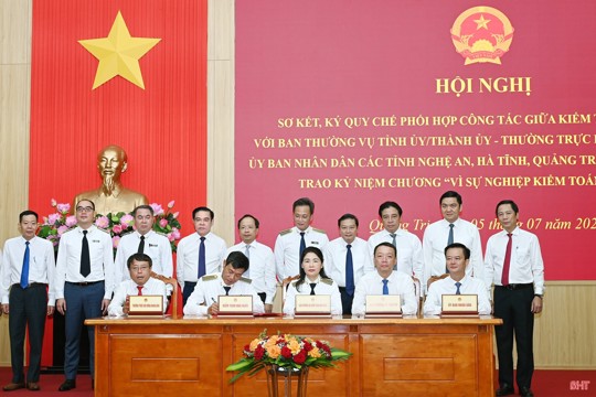 Ký kết quy chế phối hợp giữa Kiểm toán Nhà nước với Hà Tĩnh và 3 tỉnh, thành 