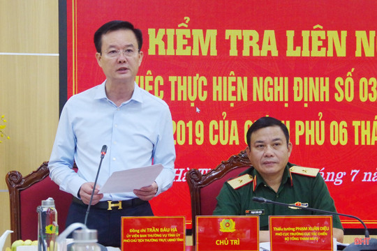 Bộ Quốc phòng - Bộ Công an kiểm tra kết quả thực hiện Nghị định 03 tại Hà Tĩnh