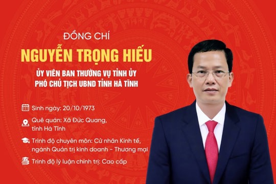 Quá trình công tác của tân Phó Chủ tịch UBND tỉnh Hà Tĩnh Nguyễn Trọng Hiếu