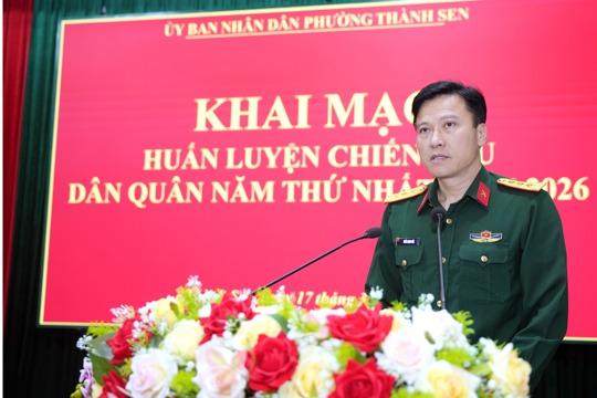 Phường Thành Sen tổ chức lễ ra quân huấn luyện chiến sỹ dân quân năm thứ nhất năm 2026 