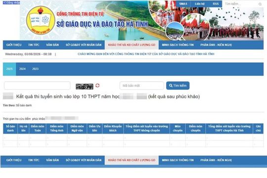 Điểm thi lớp 10 Hà Tĩnh 2026: Link tra cứu nhanh, chính xác nhất