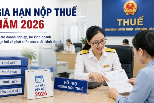 Gia hạn thời hạn nộp thuế GTGT, thuế TNDN, thuế TNCN và tiền thuê đất trong năm 2026