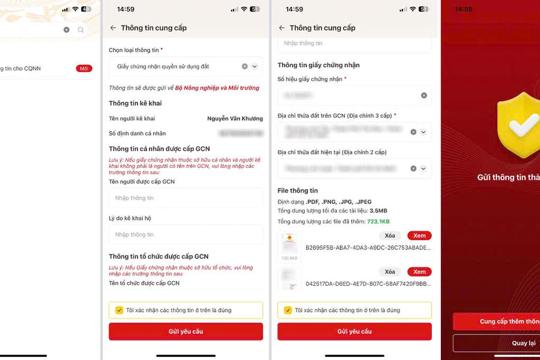 Hướng dẫn 3 bước nộp “sổ đỏ” trên VNeID, góp phần làm sạch dữ liệu đất đai 