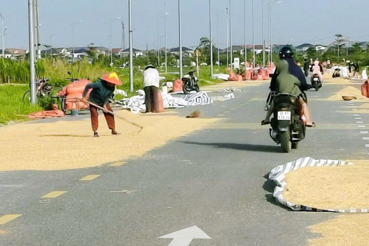 Hà Tĩnh siết chặt xử lý tình trạng phơi nông sản gây mất an toàn giao thông đường bộ