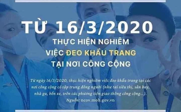 Từ 16/3: Thực hiện nghiêm việc đeo khẩu trang tại nơi công cộng