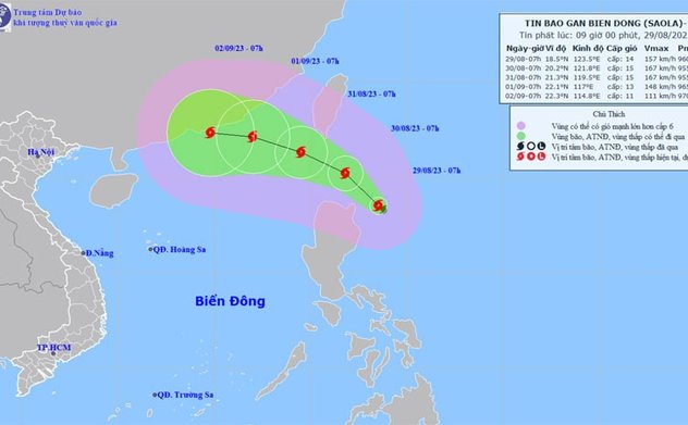 Bão Saola giật cấp 17 sắp vào Biển Đông