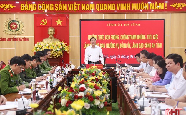 Thường trực Ban Chỉ đạo phòng, chống tham nhũng, tiêu cực tỉnh làm việc với Công an tỉnh