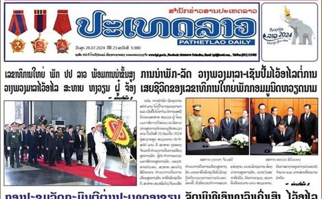 Truyền thông Lào đưa tin đậm nét về Quốc tang Tổng Bí thư Nguyễn Phú Trọng 