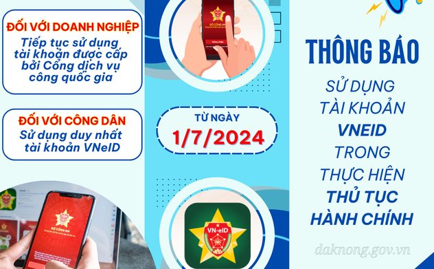 Hà Tĩnh thực hiện giải quyết thủ tục hành chính qua Hệ thống VneID, Cơ sở dữ liệu quốc gia về dân cư