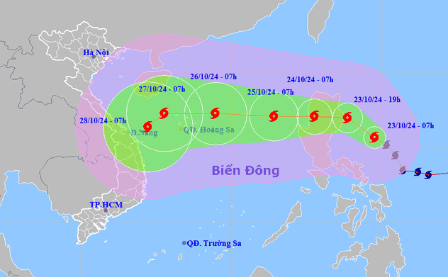 Bão Trà Mi đang di chuyển nhanh vào khu vực Bắc Biển Đông