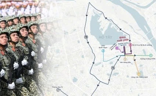 Các tuyến phố đoàn diễu binh, diễu hành dự kiến đi qua